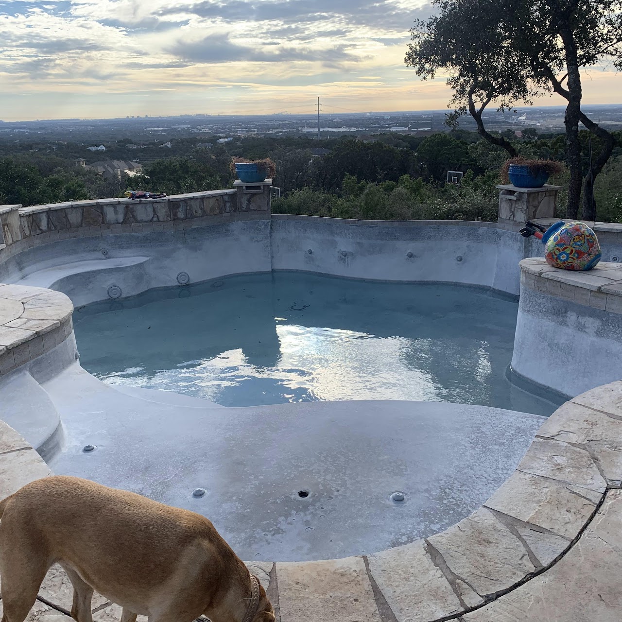 Infinity pool filling with water